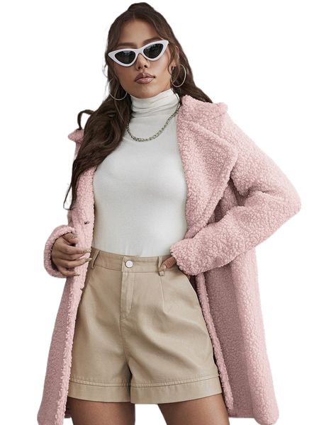 

lapel neck teddy coat h7nl#, Black