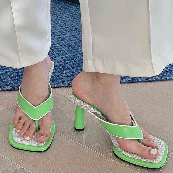 

slippers new 2022 elegant women slipper summer round high heels female outdoor slides slip on ladies sandal beach flip flops pumps shoes 220, Black