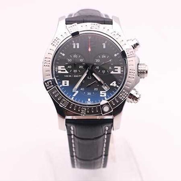 

selected supplier watches men seawolf chrono black dial black leather belt watch quartz watch mens dress watches, Slivery;brown