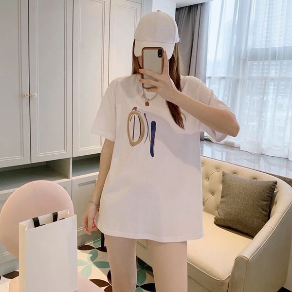 

new women's t-shirt luxury brand letter printed short sleeve loose round neck casual comfy 2022 summer female's, White