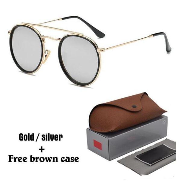 

2021 classic designers brand sunglasses polarized for women metal frame double bridge sun glasses steampunk gog227z, White;black