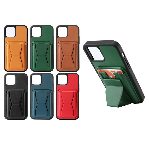 Custodie per telefoni cavalletto porta carte multifunzionali per iPhone 13 11 12 Pro Max Xs XR 8 7 Plus Custodia protettiva per portafoglio in pelle PU moda