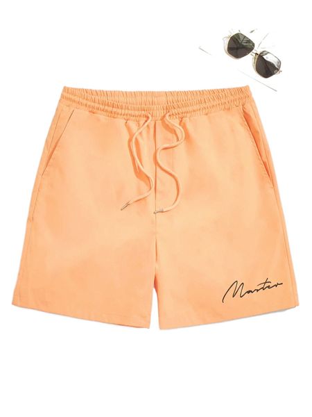 

men letter graphic drawstring waist shorts e0xt#, White;black