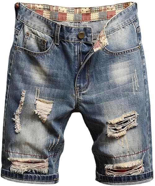 

jean casual short pants straight distressed fit ripped denim shorts summer knee length destroyed hole jeans o1xg#, White;black
