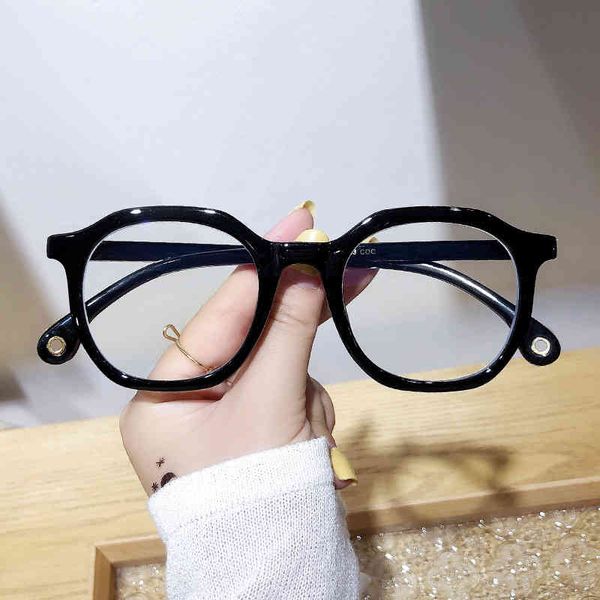 

sunglasses blue light proof glasses women's soft tr plain irregular large frame red korean fashion black can be matched with myopia ymj, White;black
