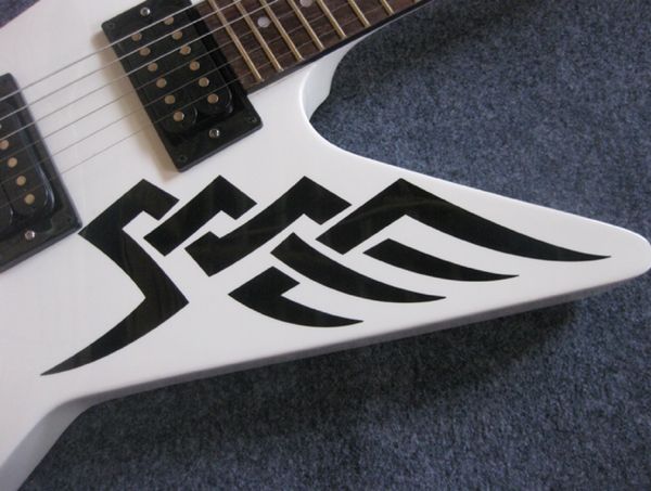 

black &white electric guitar hardware black explorer design