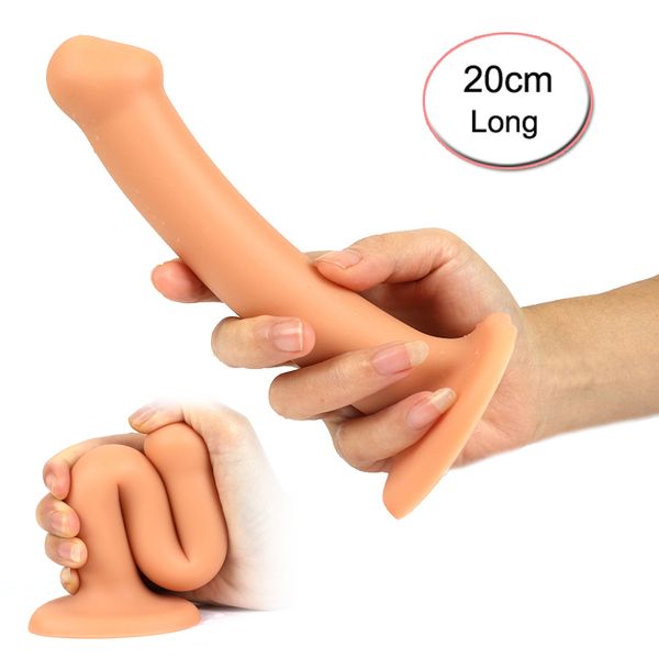 20см длиной огромный реалистичный дилдо силиконовый пенис Dong Большой анальный приклад для женщин для женщин Сексуальная мастурбация Lesbain Toys Взрослые