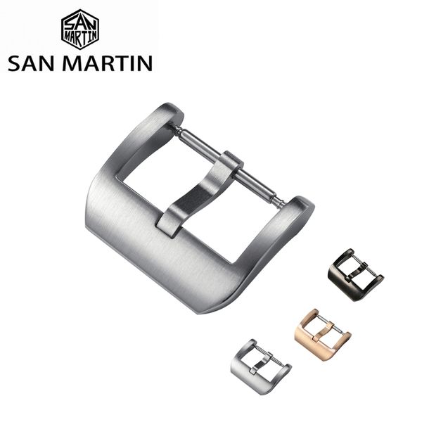 

san martin watch band buckle brushed dlc black silver bronze 20mm 316l stainless steel strap parts clasp accessories 220617