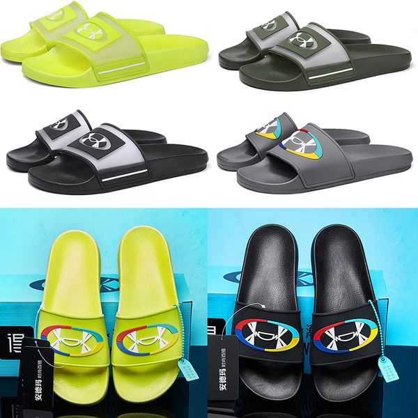 

designers luxury brand slides mens slippers summer sandals beach slide flat platform men sandali bathroom home shoes flip flops causal slipp, Black