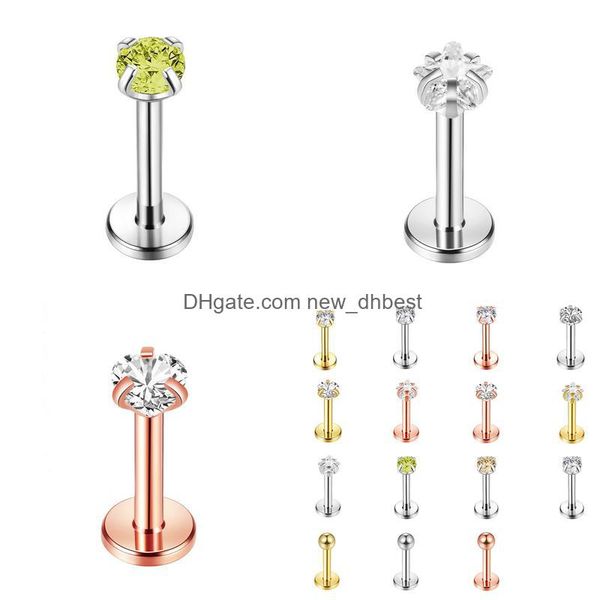 Botão de campainha do umbigo jóias corporal piercing Newdhbest beidien aço inoxidável diamante 15pcs unhas de lábios conjuntos de combinação de unhas