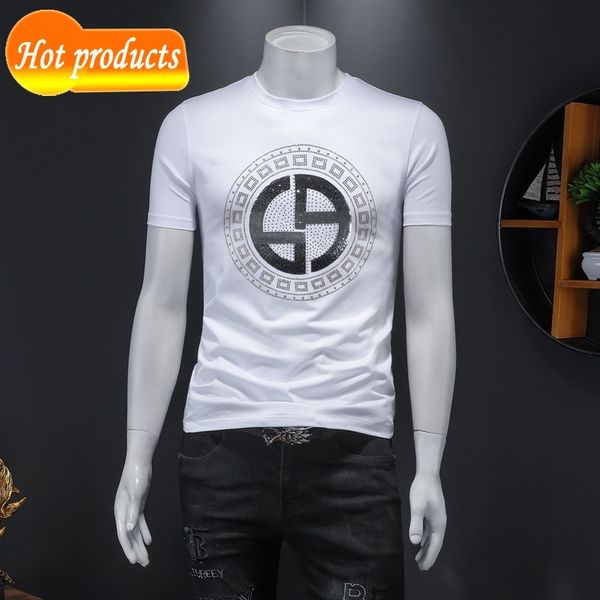 

factory direct selling tide brand clothes wholesale 2022 summer embroidery t-shirt men's double mercerized short sleeve men, White;black