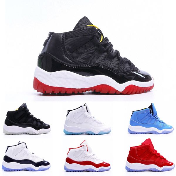 

classic 11 bred legend blue cool grey xi basketball sneaker children boy girl kid youth sports shoes size eur26-35, Black