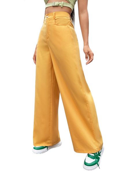 

high waist wide leg pants 76gz#, Black;white