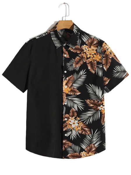 

men tropical print shirt r6ds#, White;black