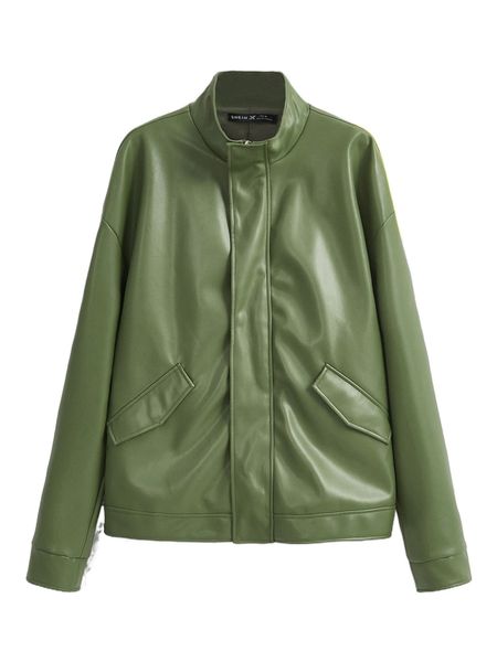 

x micaela diaz men letter graphic drop shoulder pu leather jacket z5we#, Black;brown