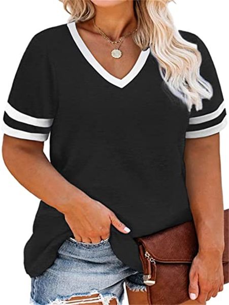 

& tees plus-size women's v-neck tunic t-shirt, White