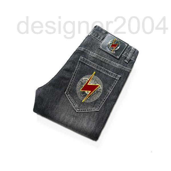 

men's jeans designer 2021 medusa fashion brand grey new small leg jeans men's elastic slim fit straight pants men c6rt, Blue