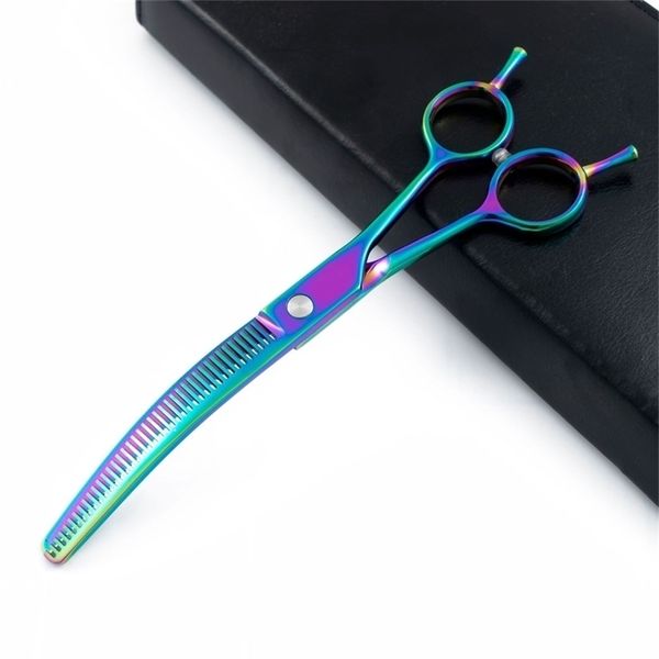 

professional jp 440c 7.0 inch curved pet grooming quality tooth cut dog hair grooming curved thinner thinning shears scissors 220317