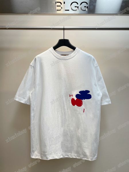 

22ss men women designers t shirts tee graffiti letter print embroidery short sleeve crew neck streetwear black white xinxinbuy xs, White;black