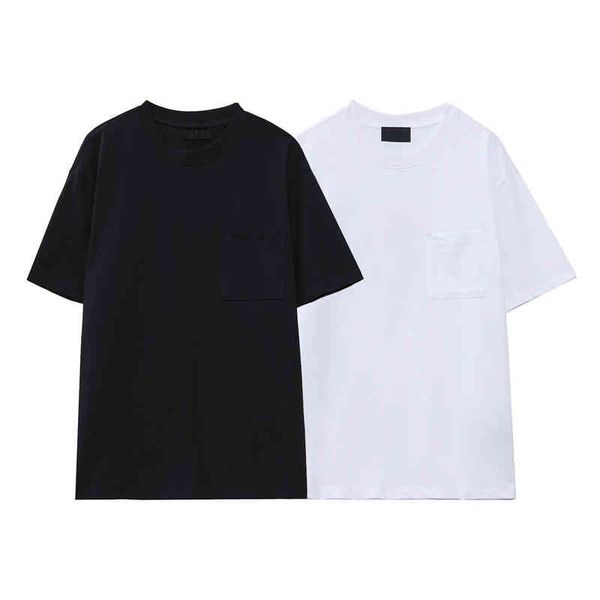 

men's t-shirts autumn winter fog season 7 simple solid color small pocket round neck short sleeve men's and women's same batc, White;black