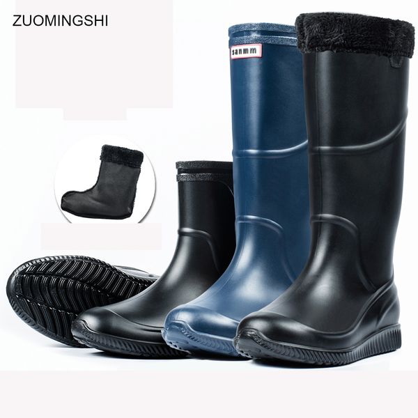 

rain boots men bot winter fishing boots work antiskid rubber shoes warm galoshes waterproof shoes rain shoes snow boots, Black;red