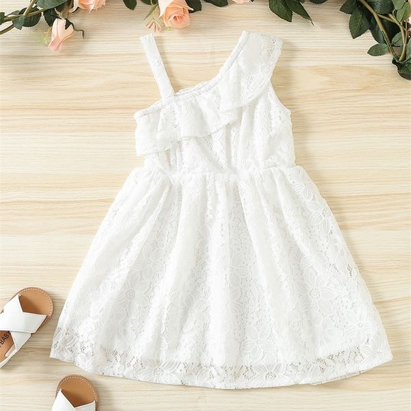 

toddler girls asymmetrical neck ruffle trim lace dress she, Red;yellow