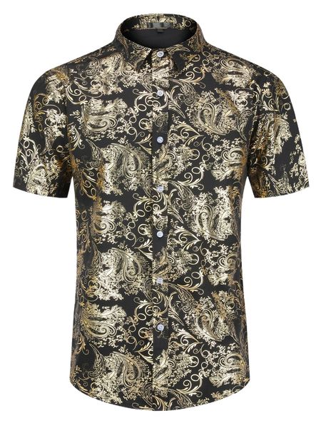 

cloudstyle men baroque print button front shirt k75z#, White;black