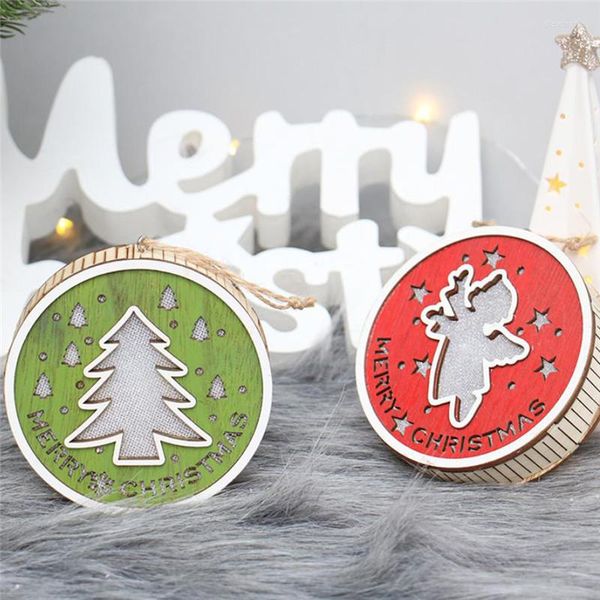 Decorazioni natalizie Ornamento personalizzato Carta luminosa Ornamenti pendenti rotondi in legno con trapano a foro piccolo per decorazioni natalizie