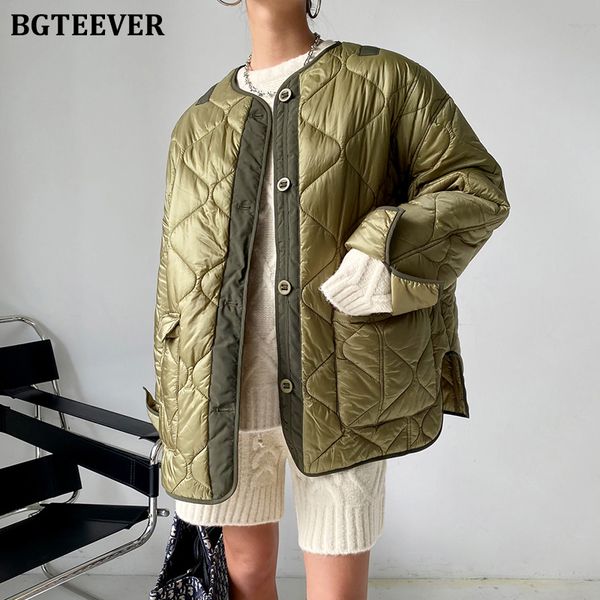 

chic o-neck loose cotton padded women down coats thicken warm winter down jacket single-breasted female parkas 2021, Tan;black