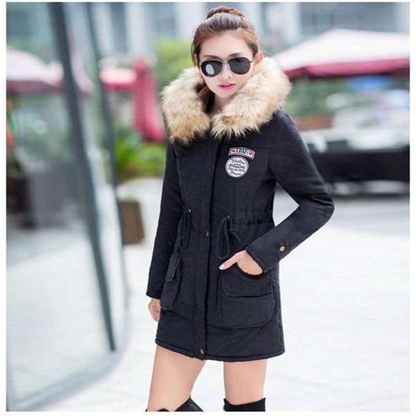 

fitaylor winter jacket women thick warm hooded parka mujer cotton padded coat long paragraph plus size 3xl slim jacket female 201019, Black
