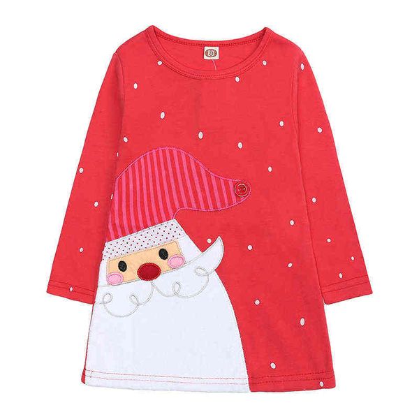 

christmas cartoon children's dresses spring autumn kids clothes girls' dress cotton long sleeve baby party dresses 1-6 year l22071, Red;yellow