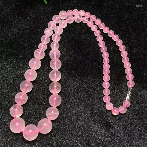 Colares de pingentes de pingente de cristal de cristal natural, rosa rosa colar suéter gem feminino