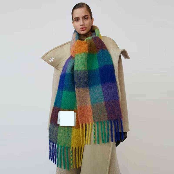 

mci3 ac studios men and women general style cashmere scarf acne blanket women's colorful plaid tzitzit imitation 2022, Blue;gray