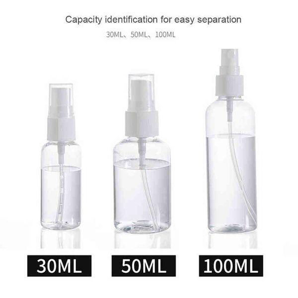 10PC Nachfüllbare Flaschen Reise Transparent Kunststoff Zerstäuber Leere Kleine Spray Flasche 30/50/100ml Giftfrei sicher Dropship Y220428