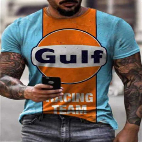 Camisetas masculinas de camiseta grande estilo de moda de manga curta Harajuku motocicleta casual desgaste casual