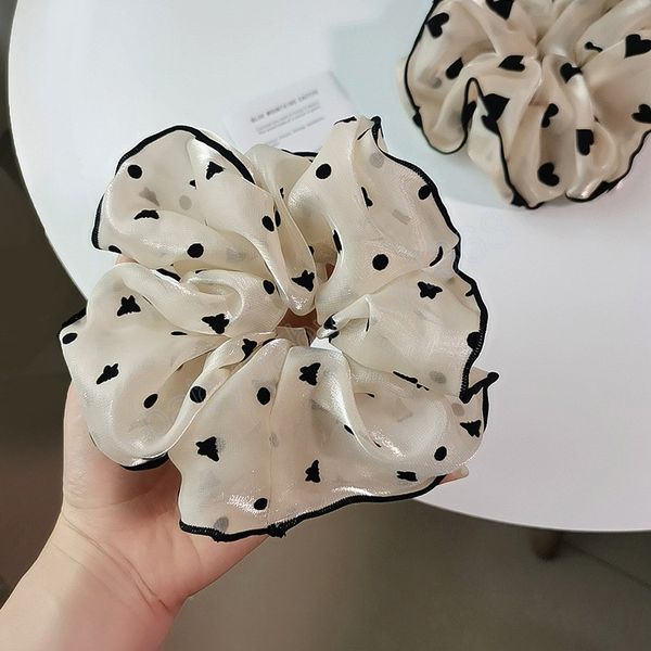 

woman black love scrunchies girls rubber band lady black butterfly design hair ties ponytail holders hair accessories, Slivery;white