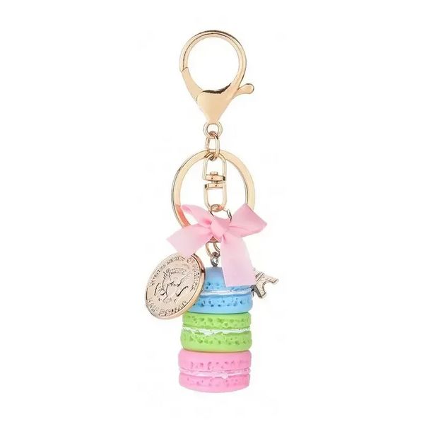 Resina Macaron Cake Chain Chain Metal Effiel Tower Bag Pinging Charm Key Ring Wedding Supplies Keychain Favors F0708