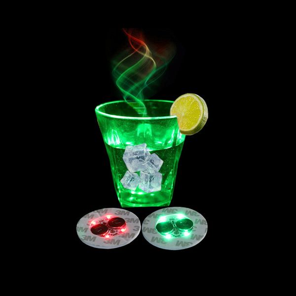 Coaster de montanha-russa LED Coasters 6cm 4-6 LEDs garrafas leves Glorifier LEDs adesivos de montanha-russa Flash acende x￭caras perfeitas para festas bares de ervas daninhas Crestech168