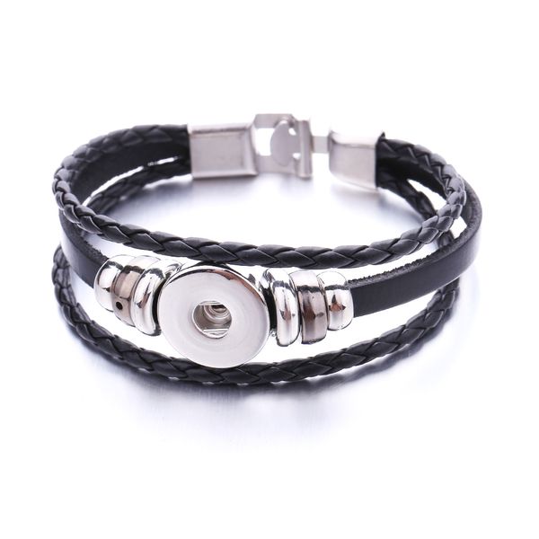 

fashion 18mm snap button charm bracelet pu leather snaps buttons diy bracelets jewelry for women men, Golden;silver
