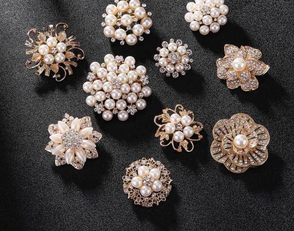 Rhinestone Pérola Broche Assorted Jóias Menina Cristal de Cristal Brooches Pin Kit Ramalhete Elegante