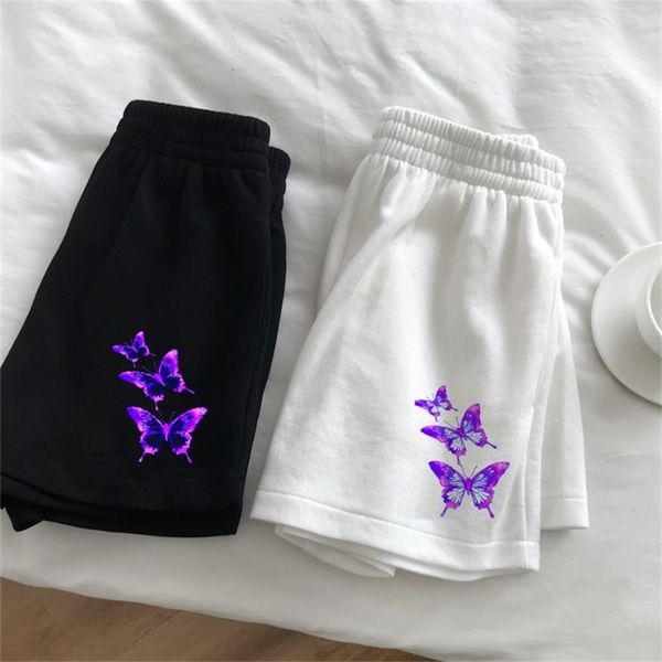 

summer shorts slim fit female butterfly outdoor sports elastic waist office ladies medium pastel boaters 220527, White;black