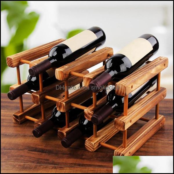 Boleteira de vinho de mesa Colapsible garrafa de madeira armário suportes prateleiras de armazenamento de organizador de prateleira para exibição retro entrega 2021 kitche