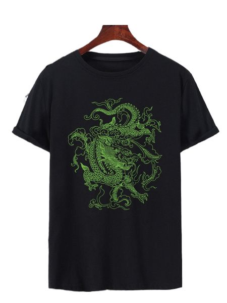 

men chinese dragon graphic tee e5ys#, White;black