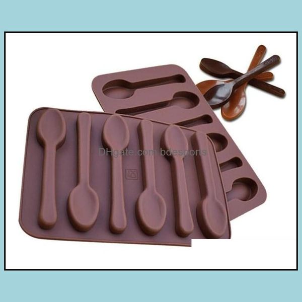 Non-Stick Sile Diy Cake Decoration Mod 6 Holes Spoon Shape Chocolate Molds Jelly Ice Baking 3D Candy Drop Delivery 2021 Mods Bakeware Kitche