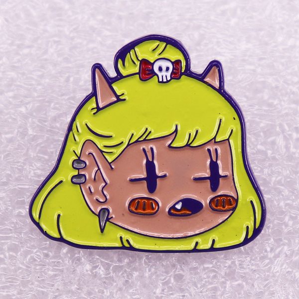 

cute devil girl dolly brooch, Blue