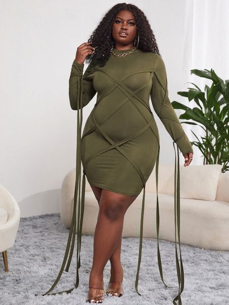 

sxy plus criss cross strap mock neck bodycon dress b3nd#, Black