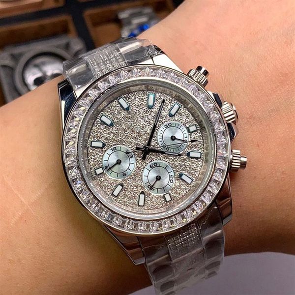 

fashion mens watches fully automatic mechanical watch 43mm stainless steel strap sapphire rainbow diamond ring waterproof design m310s, Slivery;brown