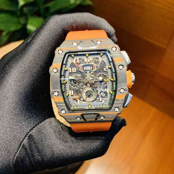 

reloj lujo luxurys mens mechanics watch richa milles wristwatch male mechanical r water ghost hollow waterproof luminous student female wine, Slivery;brown