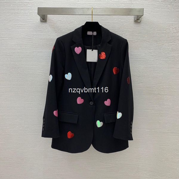 

men's suits & blazers early spring suit women's high temperament color sequin love heavy industry embroidery lapel one button coat, White;black