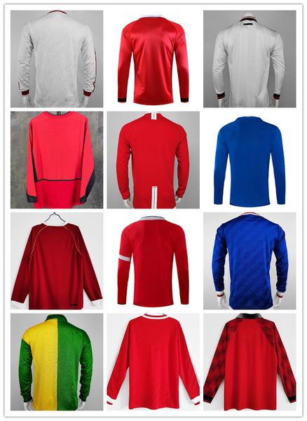 

retro version 1992 1994 1996 2002 soccer jerseys 1999 2000 finals football shirts giggs scholes beckham ronaldo manchester vitage 1990 98 ca, Black;yellow